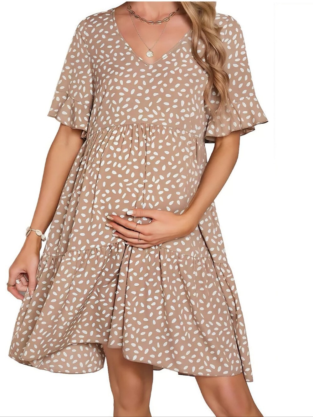 Plus-Size/Maternity Ruffle Babydoll Dress
